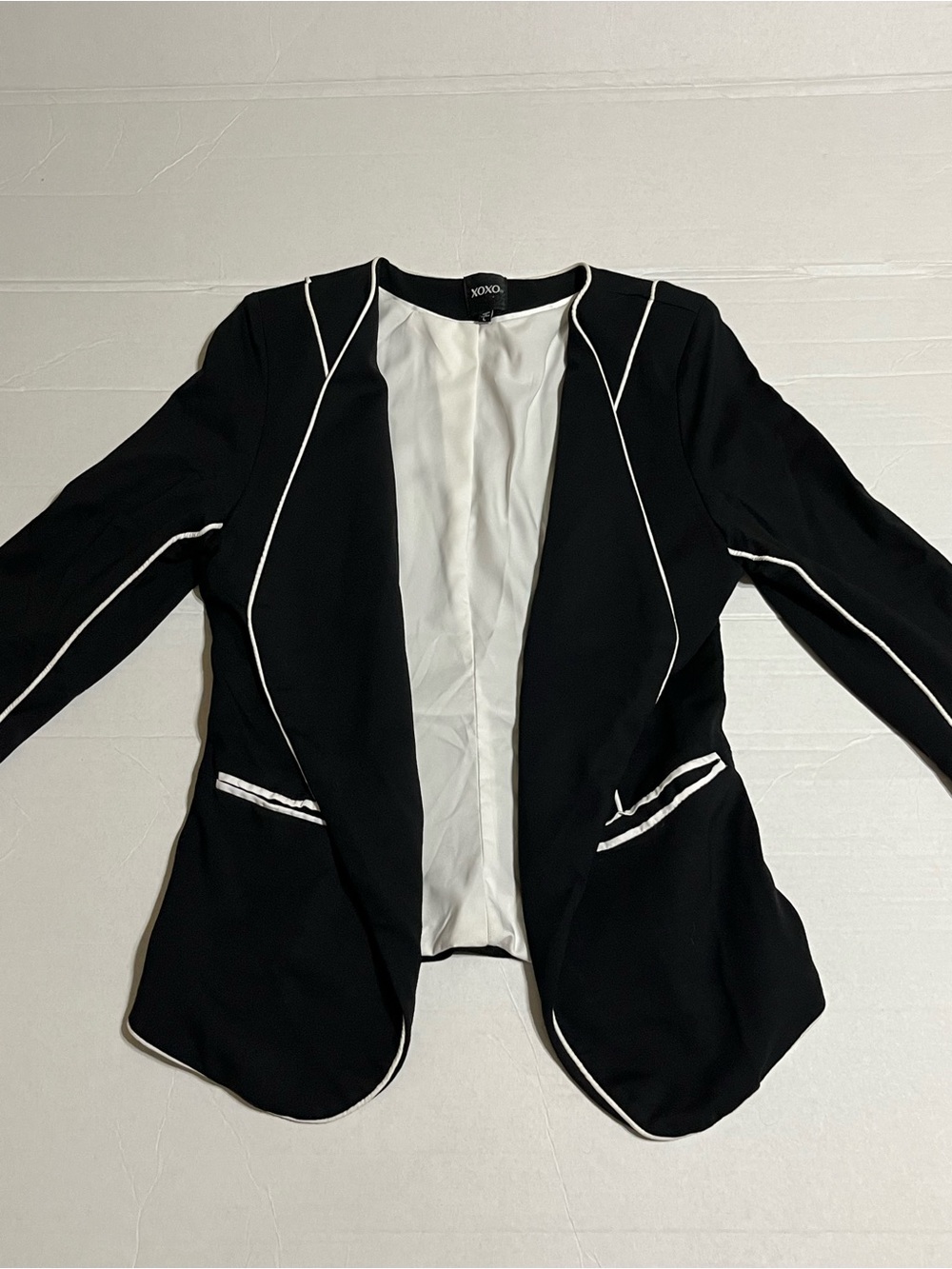 XOXO Black Blazer with White Trim